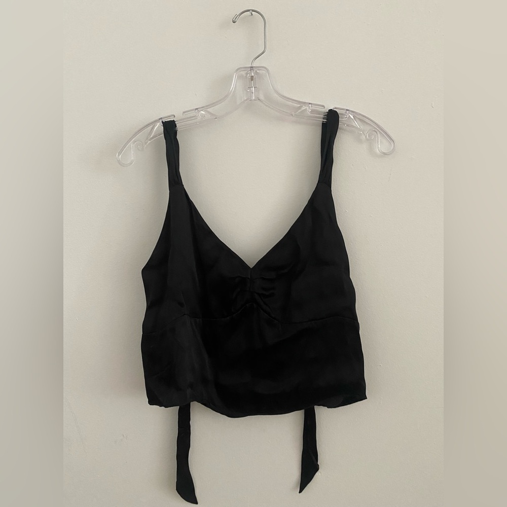 & Other Stories Black V-Neck Tie-Back Camisole
